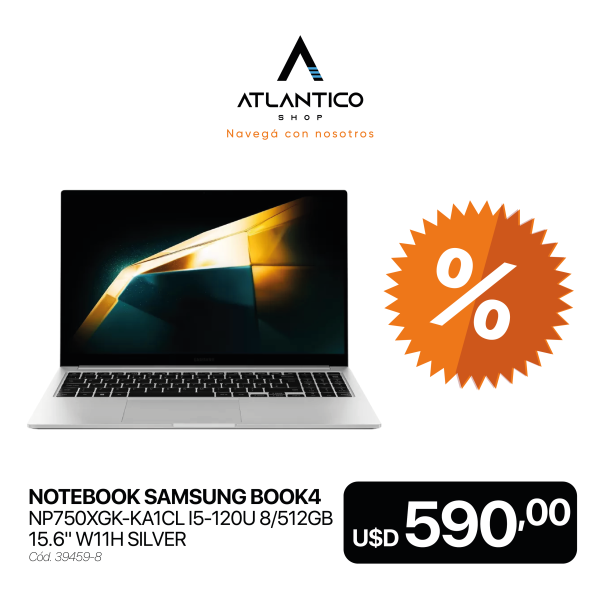 NOTEBOOK SAMSUNG BOOK4 NP750XGK-KA1CL I5-120U 8/512GB 15.6" W11H SILVER